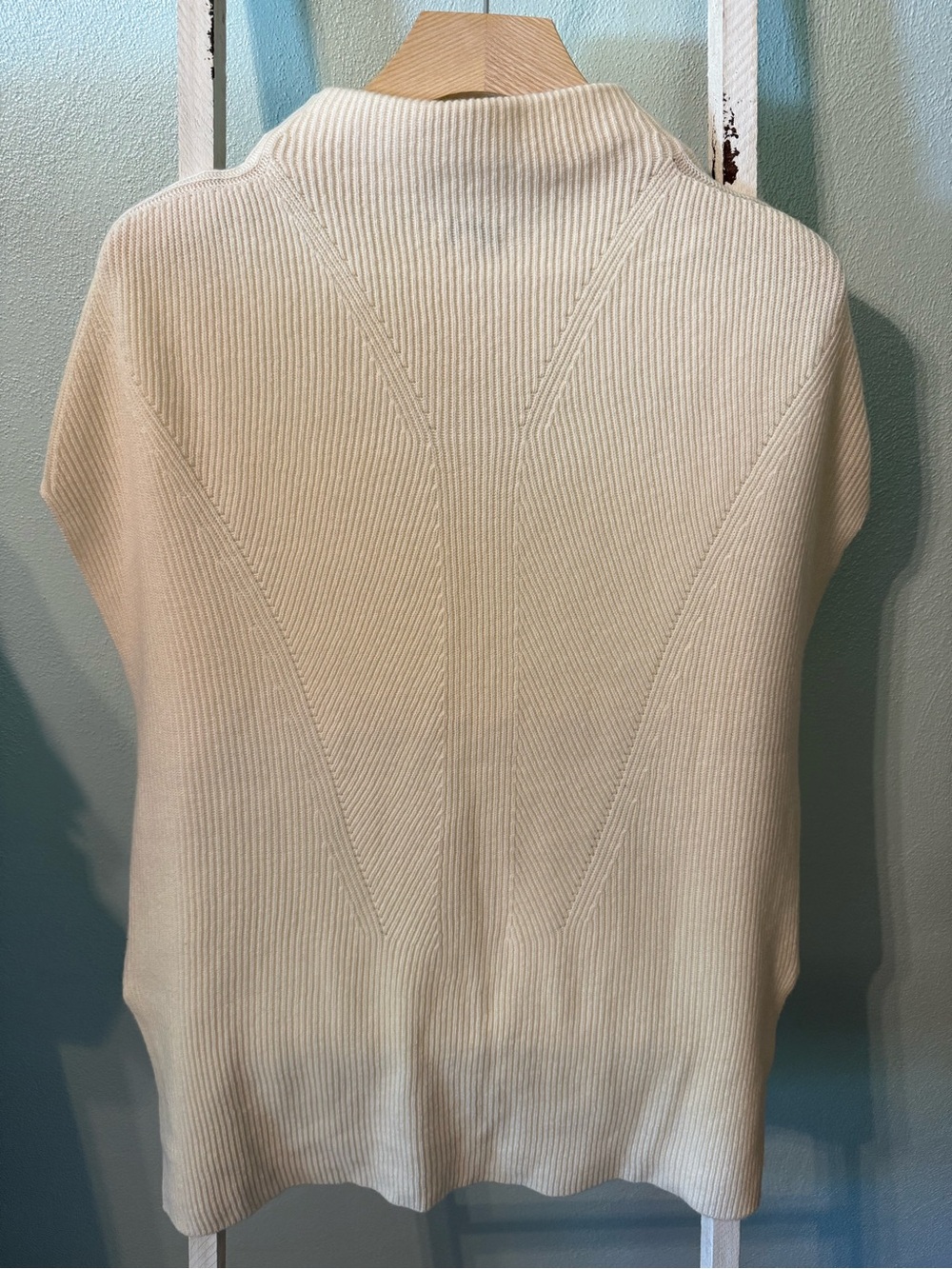 VINCE Wool Cashmere Sleeveless Turtleneck Mockneck Sweater Cream Size s Women - Picture 5 of 7